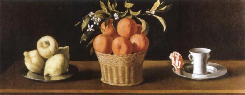 Francisco de Zurbaran still life with lemons,oranges and a rose oil painting image